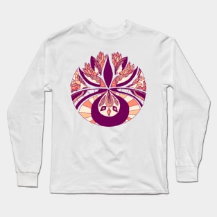 Peach Abstract Motif Long Sleeve T-Shirt